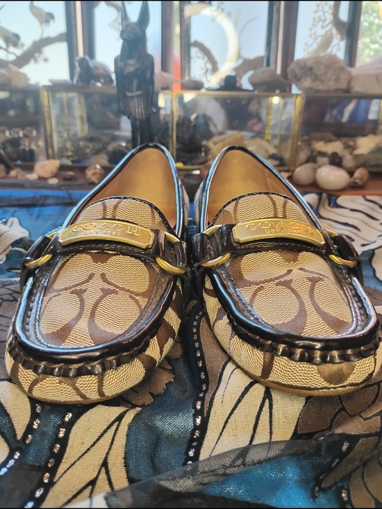 Coach Shoes - Coach Brown Signature Canvas Loafers with Dark Brown Trim